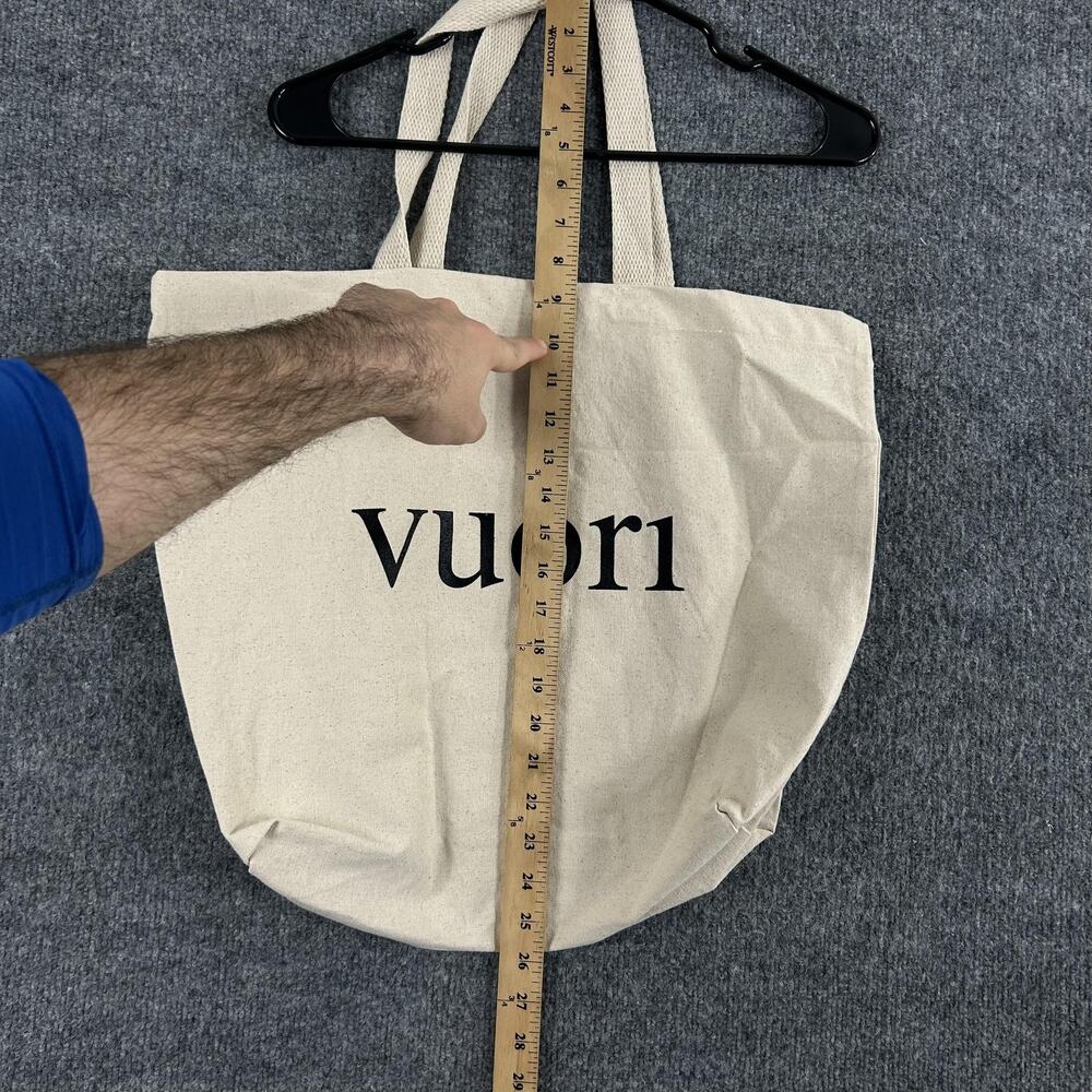 Vuori Tote Bag Large Beige Canvas Logo Shopper Gym Beach Travel Casual Athletic - Picture 8 of 9